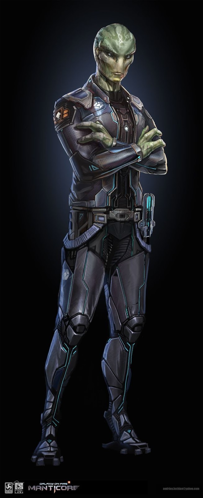 Uquei, a Calculating Plutonian Trooper who Drives Like a Maniac.